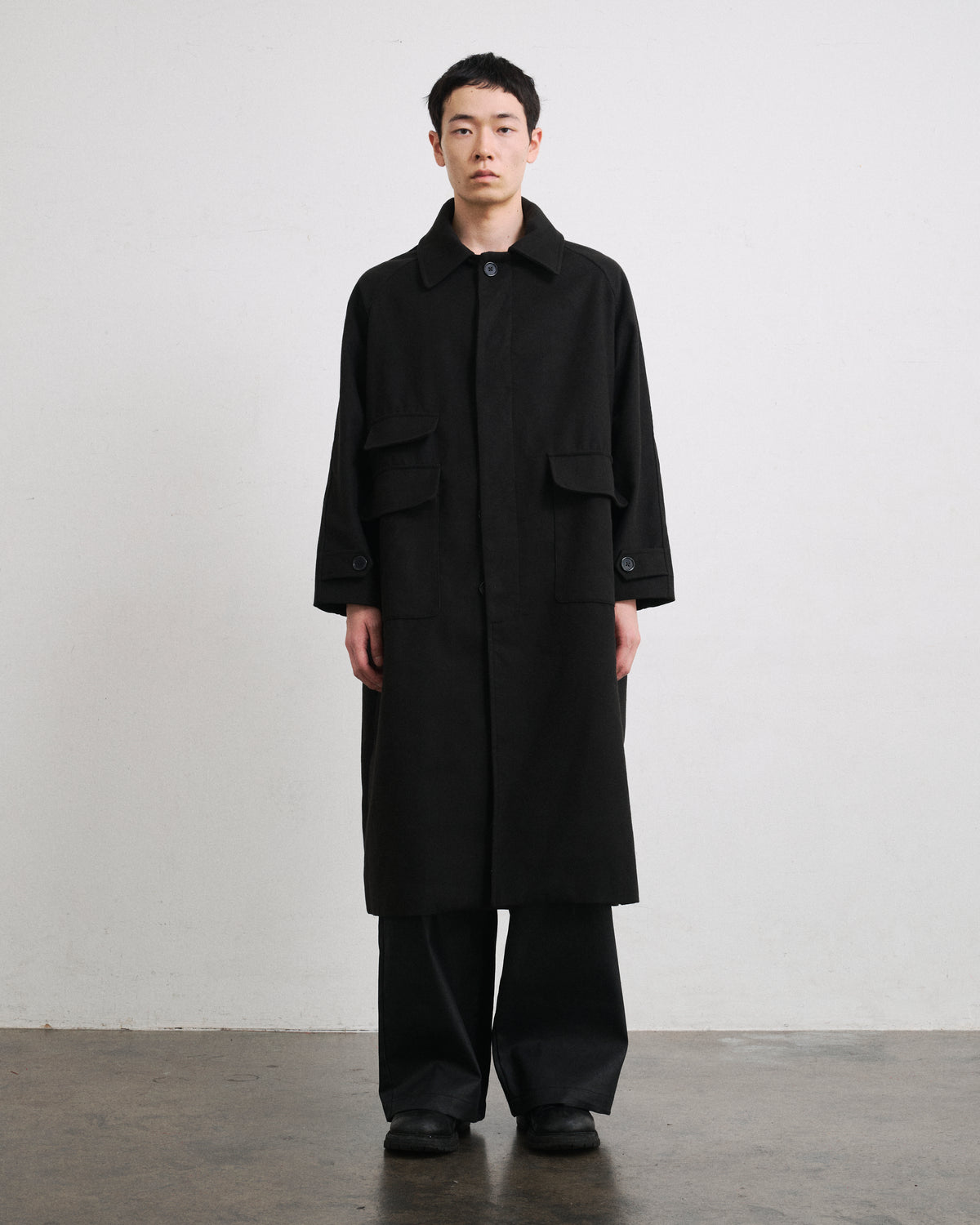 MELTON LONG COAT / BLACK