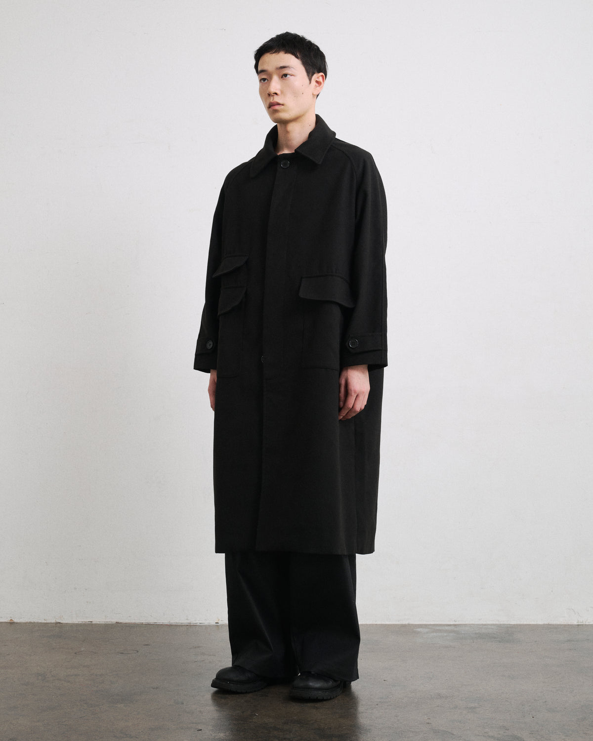 MELTON LONG COAT / BLACK
