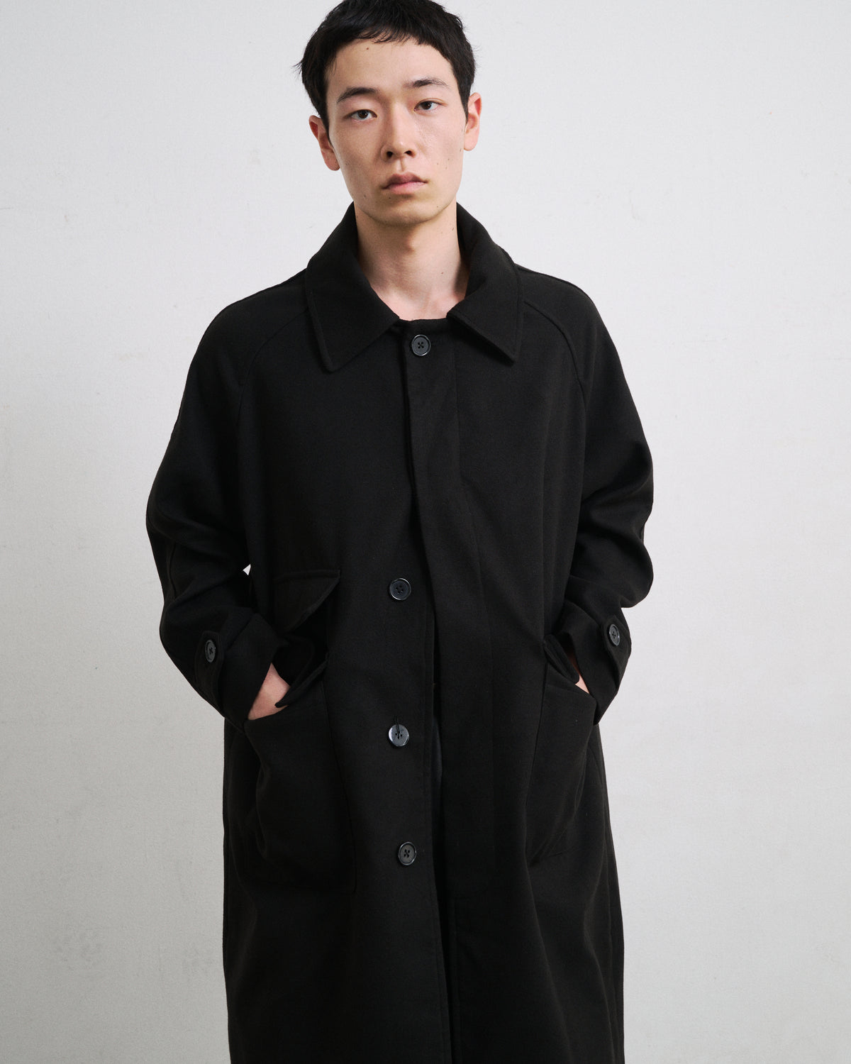 MELTON LONG COAT / BLACK