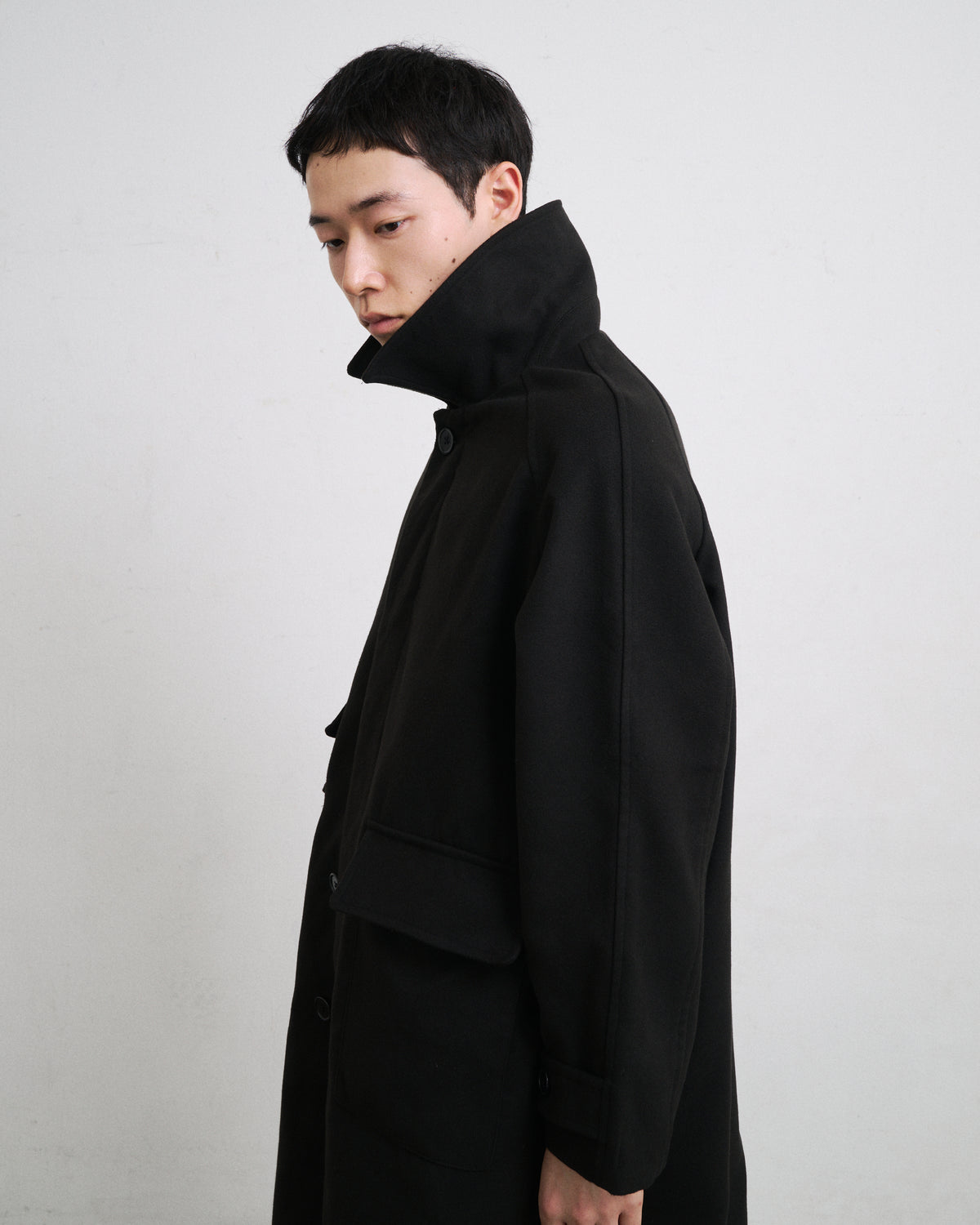 MELTON LONG COAT / BLACK
