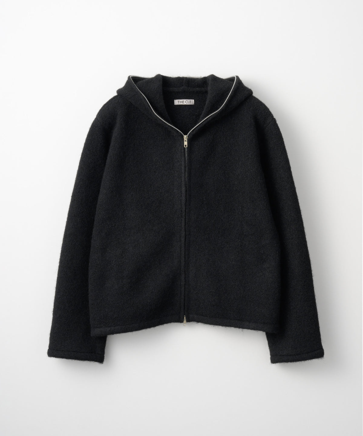 MOHAIR TOUCH ZIP KNIT HOODIE / BLACK