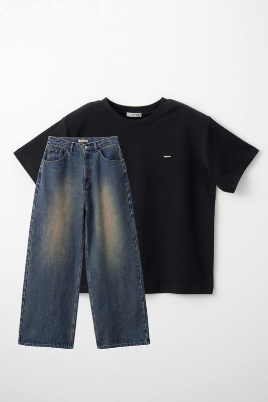 TIGHT T-SHIRTS BLACK × FLOW DENIM