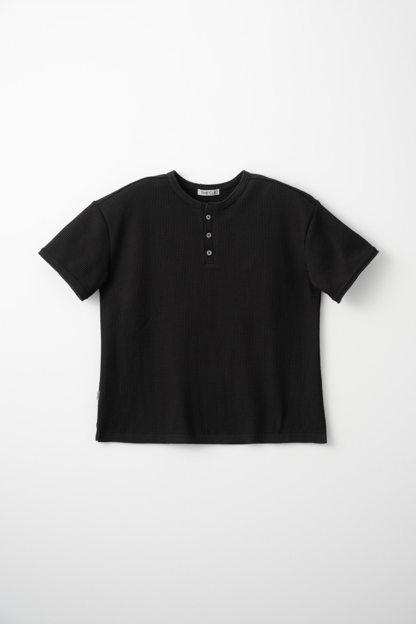 HENLEY NECK POLO SHIRT / BLACK