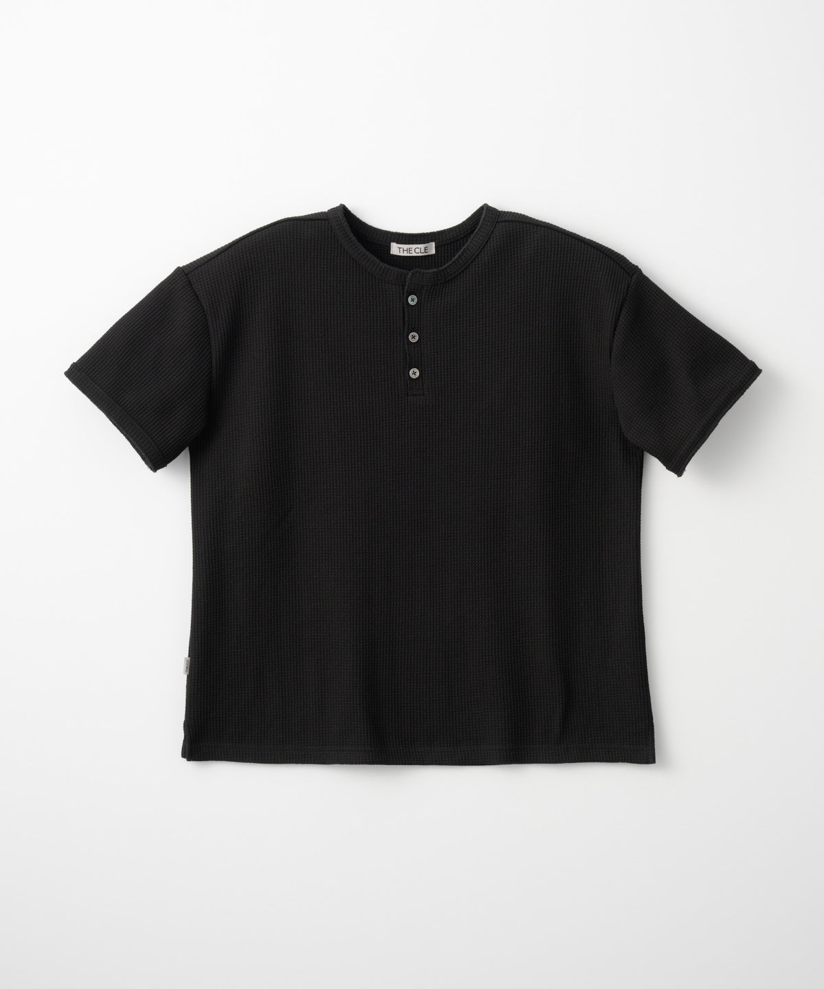 HENLEY NECK POLO SHIRT / BLACK