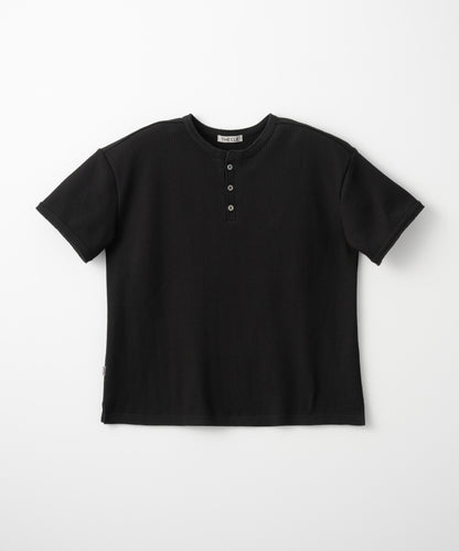 HENLEY NECK POLO SHIRT / BLACK