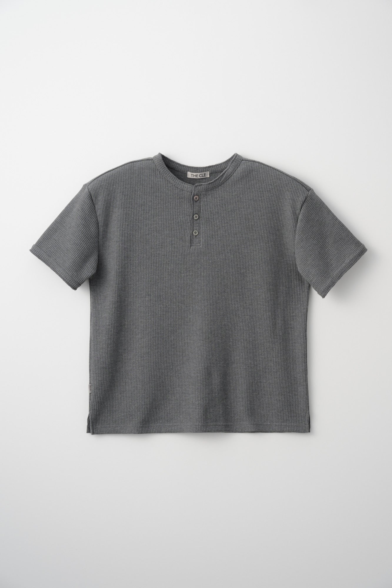 HENLEY NECK POLO SHIRT / GRAY