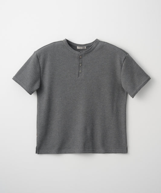 HENLEY NECK POLO SHIRT / GRAY
