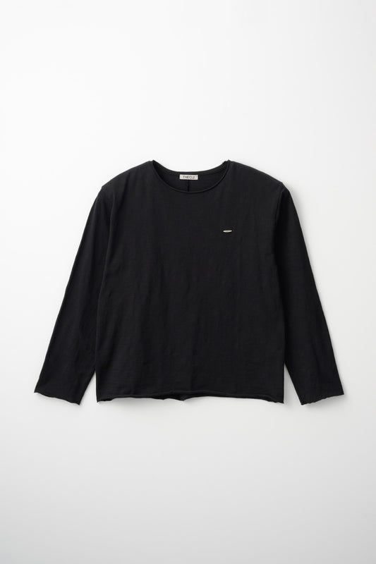RAW EDGE LONG SLEEVE T-SHIRT / BLACK
