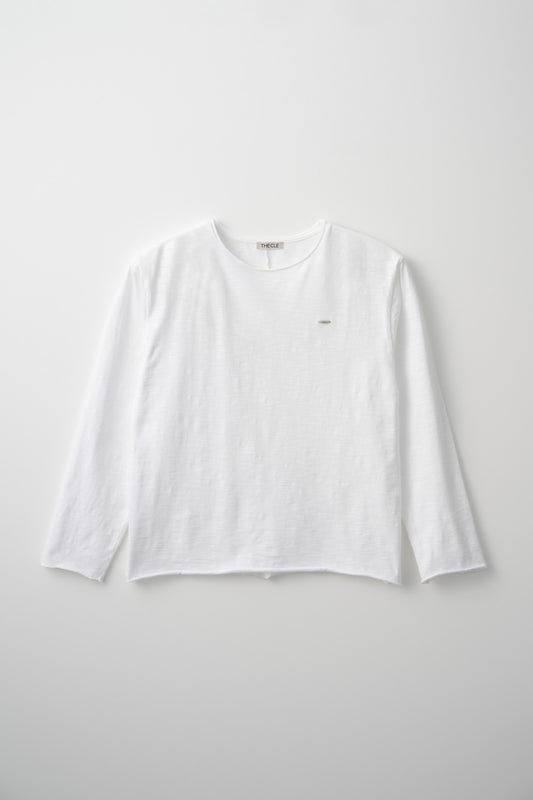RAW EDGE LONG SLEEVE T-SHIRT / WHITE