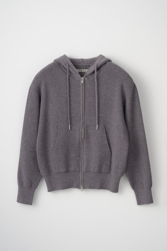 DOUBLE ZIP KNIT HOODIE / GRAY