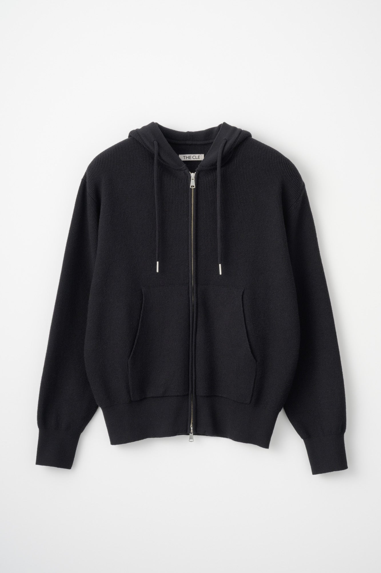 DOUBLE ZIP KNIT HOODIE / BLACK