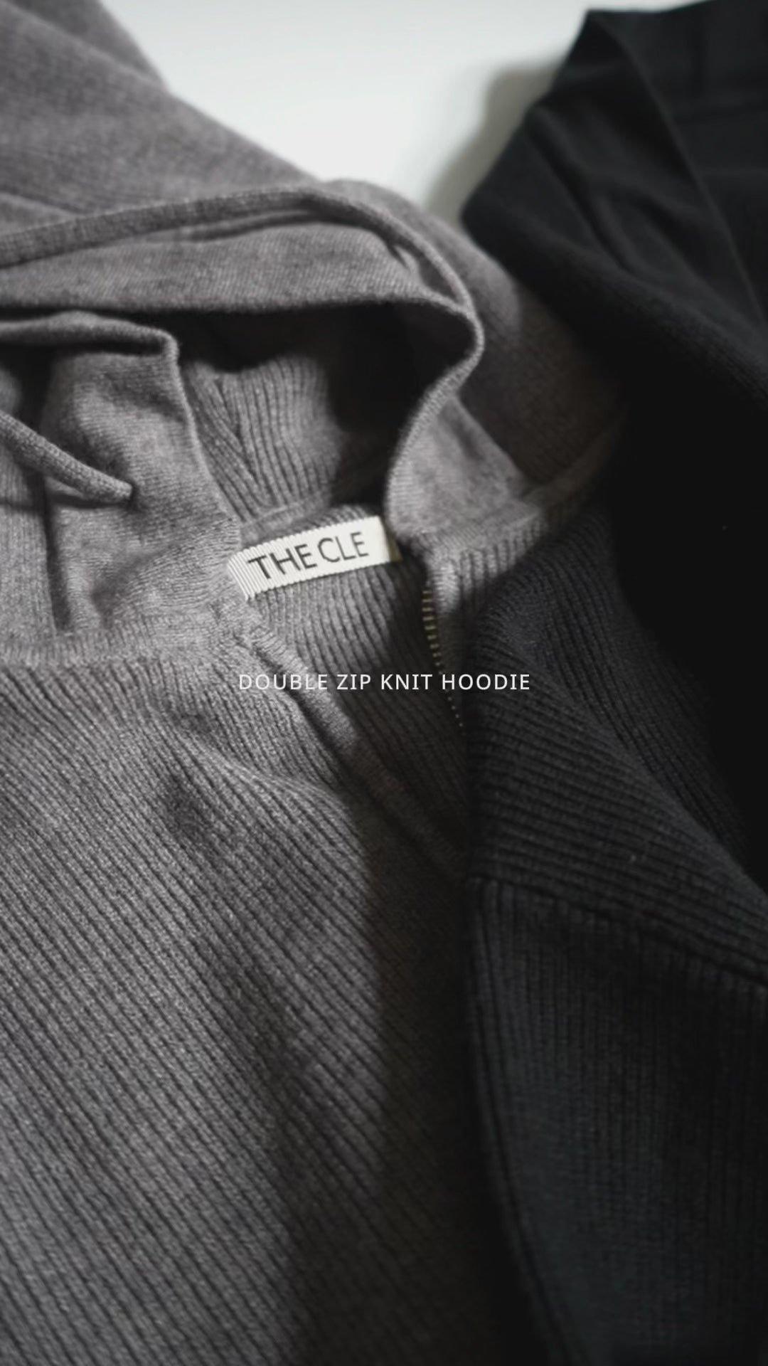 DOUBLE ZIP KNIT HOODIE / GRAY – THE CLE