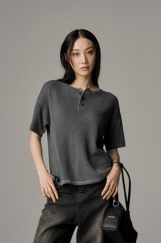 HENLEY NECK POLO SHIRT